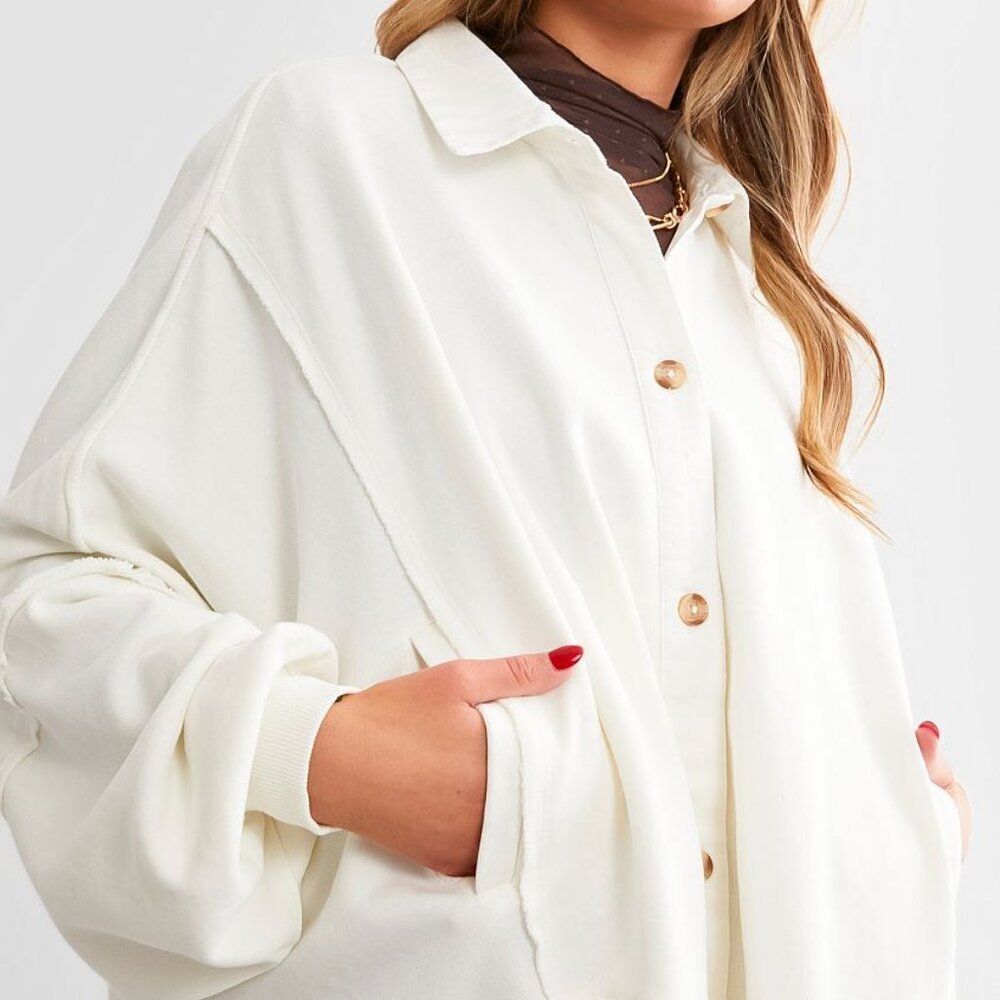 FREE PEOPLE Oversized Tunic Optic White Sweatshirt Shirt Size L NEW WITH TAG - Picture 4 of 13